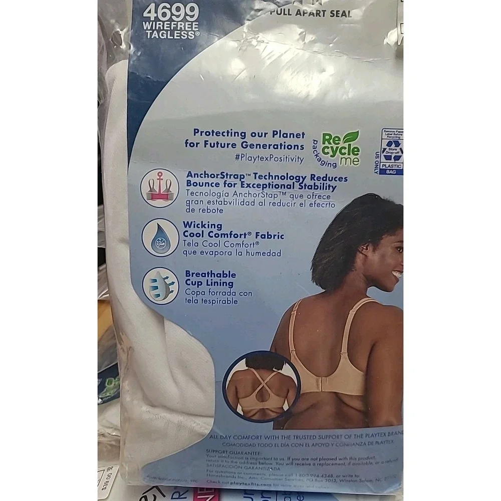 Playtex 18 Hr 4 Way Support with Bounce Control Bra (4699 Wirefree)  38C - White